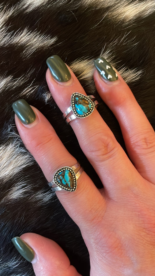 Western Teardrop Stone Adjustable Ring