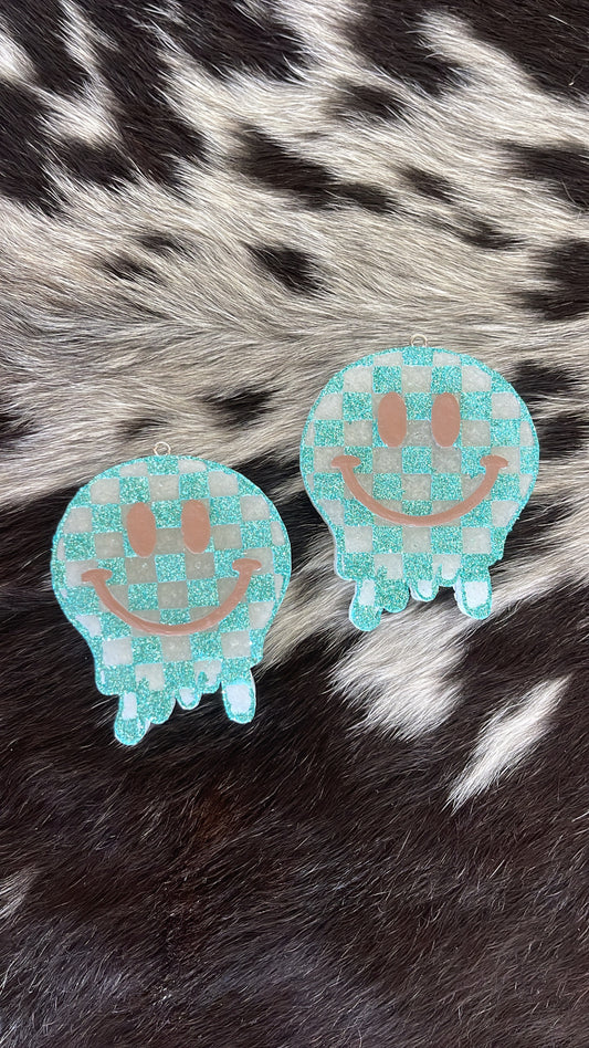 Checkered Smiley Vent Clip Freshie