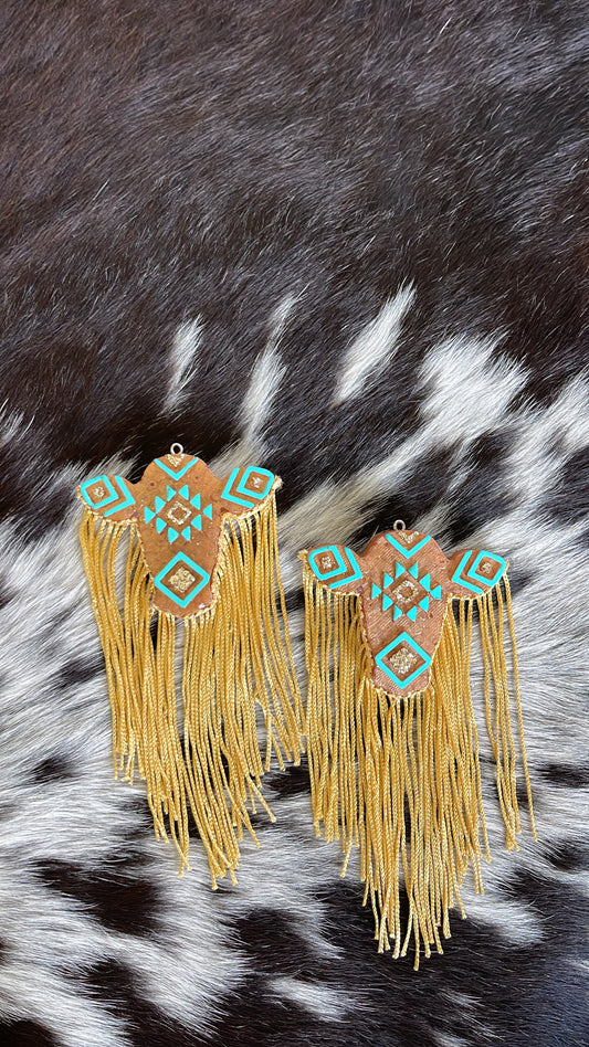 Aztec Cow Vent Clip Freshie W/ Fringe