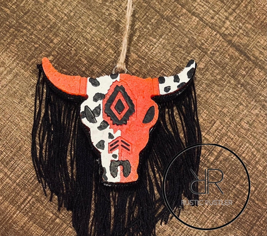 Bull Skull Freshie With Fringe