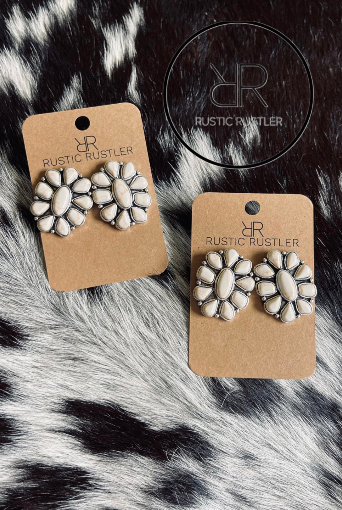 White Concho Earrings